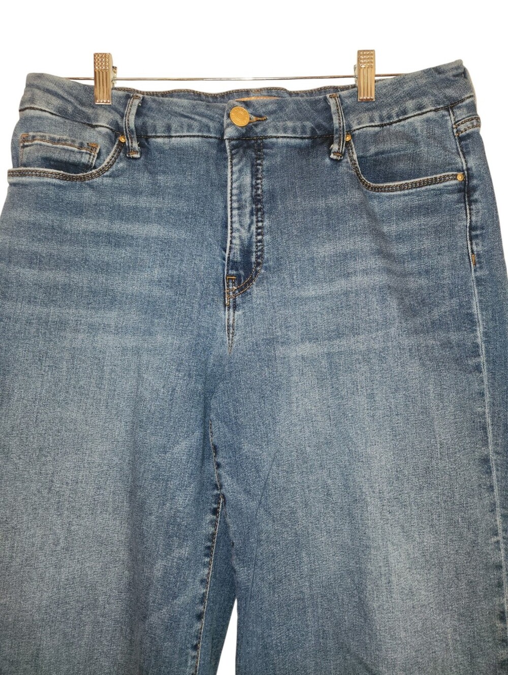 KUT From the Kloth Meg Fab AB Wide Leg High Rise Jeans Size 12 Raw Hem Milestone - Picture 3 of 12